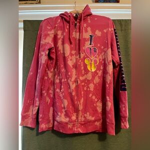Pink reverse tie dye Disneyland zip up sweater
